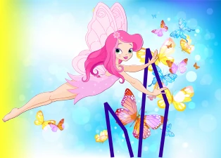 fairy on uneven bars with butterflies