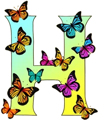 letter H with butterflies